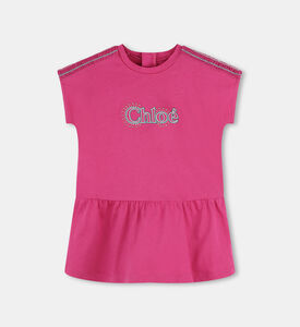 فستان قطن عضوي جيرسيه بأكتاف مكشكشة