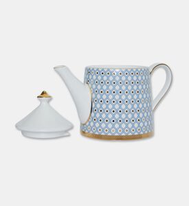 Imperial Gold-tone Handle Spout Blue Lattice Teapot, Packshot View