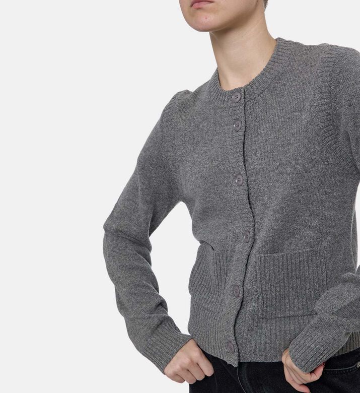 Samsoe Round Neck Button Closure Cardigan, Model View