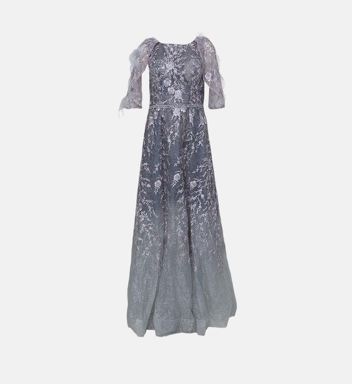 Glitter Embellished Tulle Gown