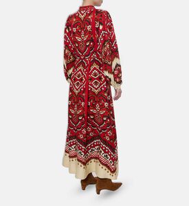 Farm Rio Ikat-print Button Closure Maxi Dress, Model View