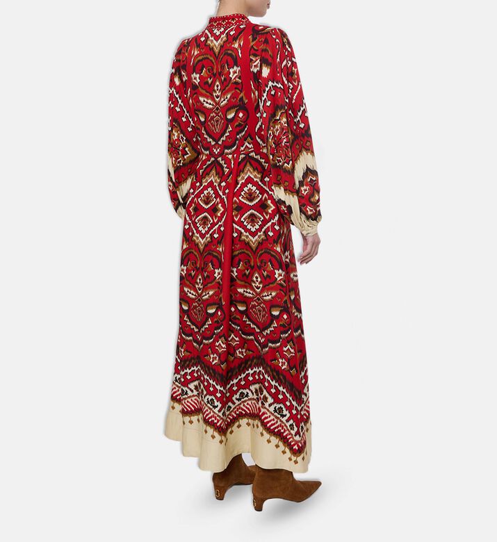 Farm Rio Ikat-print Button Closure Maxi Dress, Model View