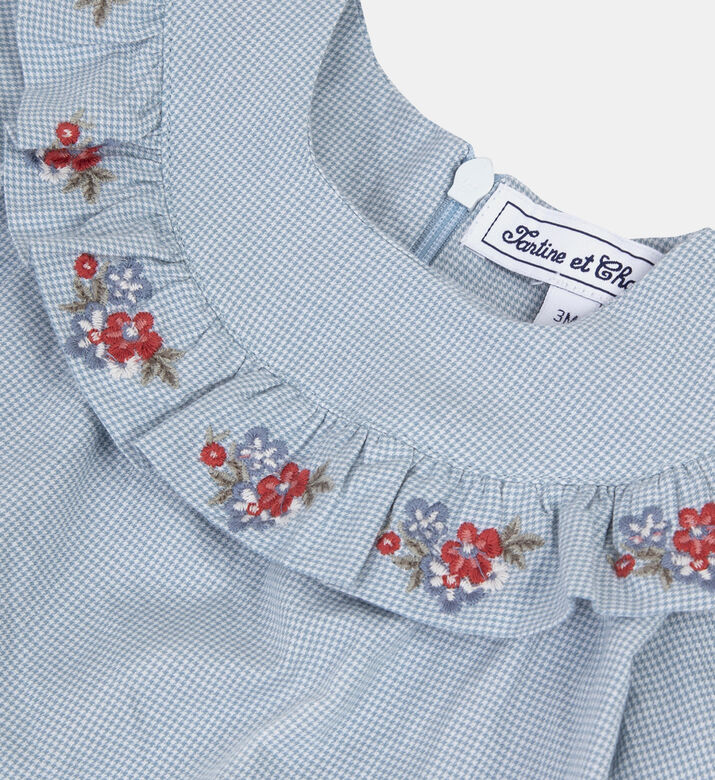 Cotton Floral-embroidery Flared Dress