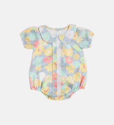 Floral-print Short-sleeve Romper