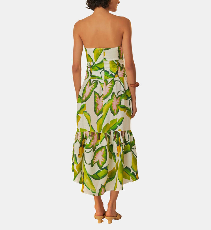 Summer Foliage Strapless Midi Dress Summer Foliage Strapless Midi Dress