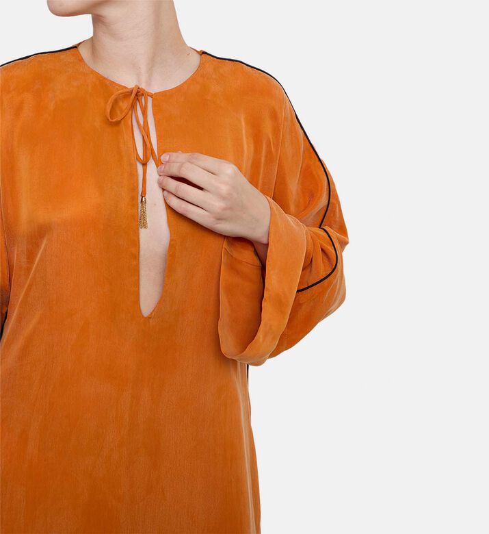 Niluu Tie Closure Long-sleeve Dress, Model View