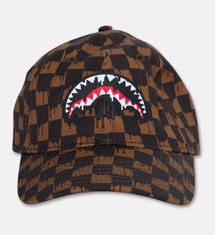 Sprayground Mosh Pit Checkered Sharkmouth Cap, Brown, Packshot View
