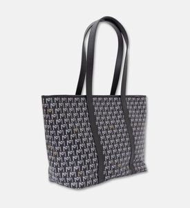 Maya.M All-over Monogram Medium Zip Tote Bag, Black, Packshot View