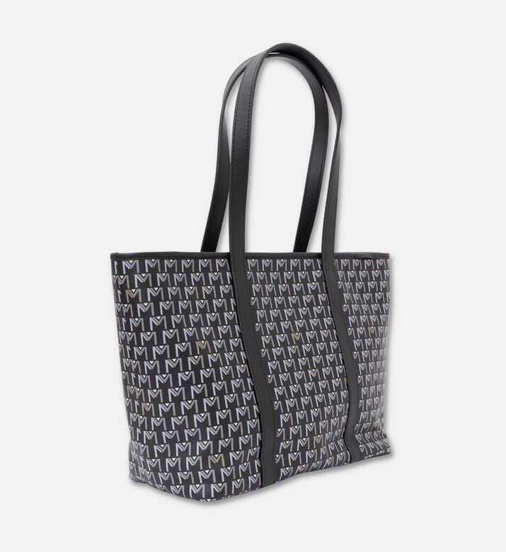 Maya.M All-over Monogram Medium Zip Tote Bag, Black, Packshot View