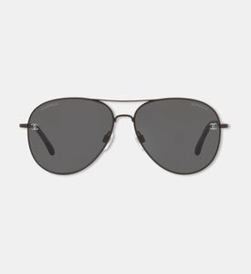 Chanel Aviator Logo-label Sunglasses, Black, Packshot View