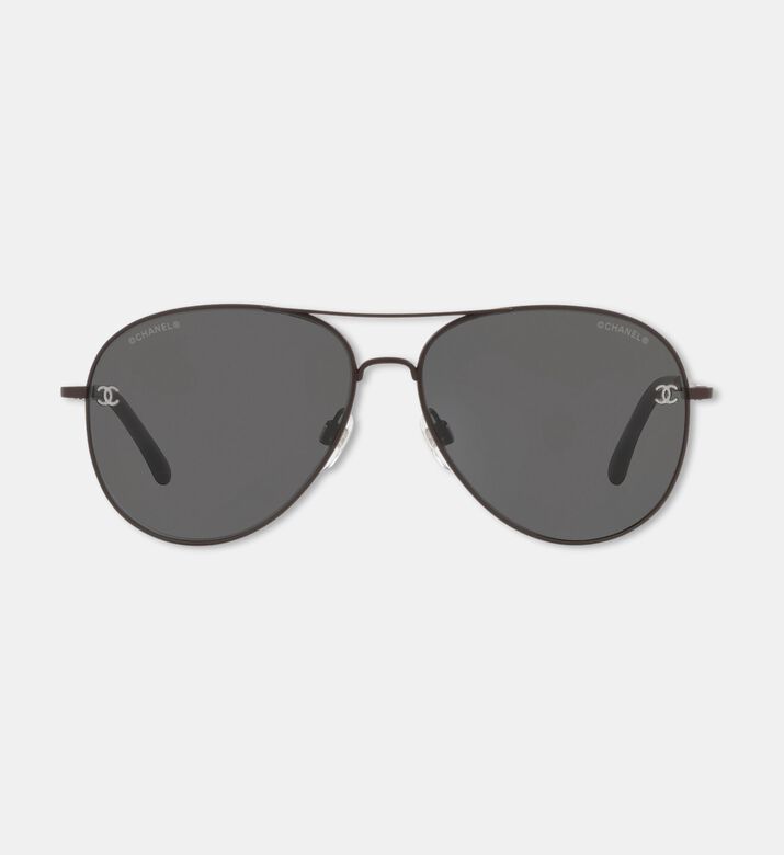Chanel Aviator Logo-label Sunglasses, Black, Packshot View