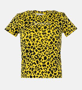 تيشيرت مزين بحجر الراين بنقشة جلد الفهد