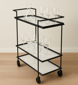 Home Deco and More Jitsu Wheeled Iron Marble Bar Trolley, Packshot View Home Deco and More Jitsu Wheeled Iron Marble Bar Trolley, Packshot View