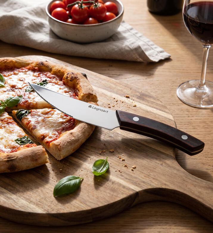 Legnoart Napoli Steel Pizza Knife Set, Dark-brown, Model View
