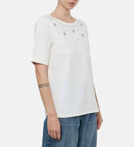 Weill Pearl-embellishment Cuffed Sleeve Top, Model View