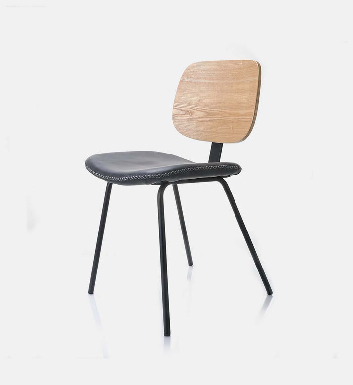 Leather Wood Back Waldo Chair