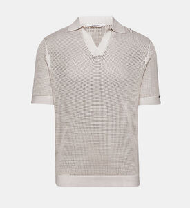 تيشيرت بولو شاطئي محبوك بنقشة مفرغة