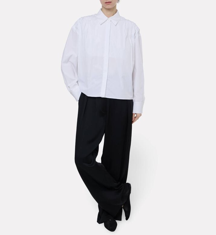 Jil Sander Cotton Poplin Shoulder Pleating Shirt, Model View
