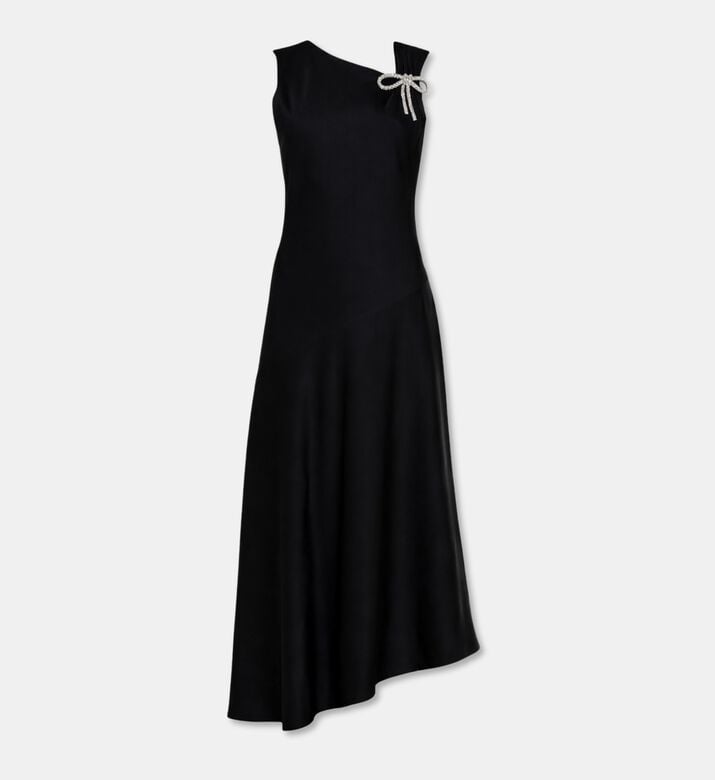 Jil Sander Enverse Satin One-shoulder Evening Dress, Black, 40, Packshot View