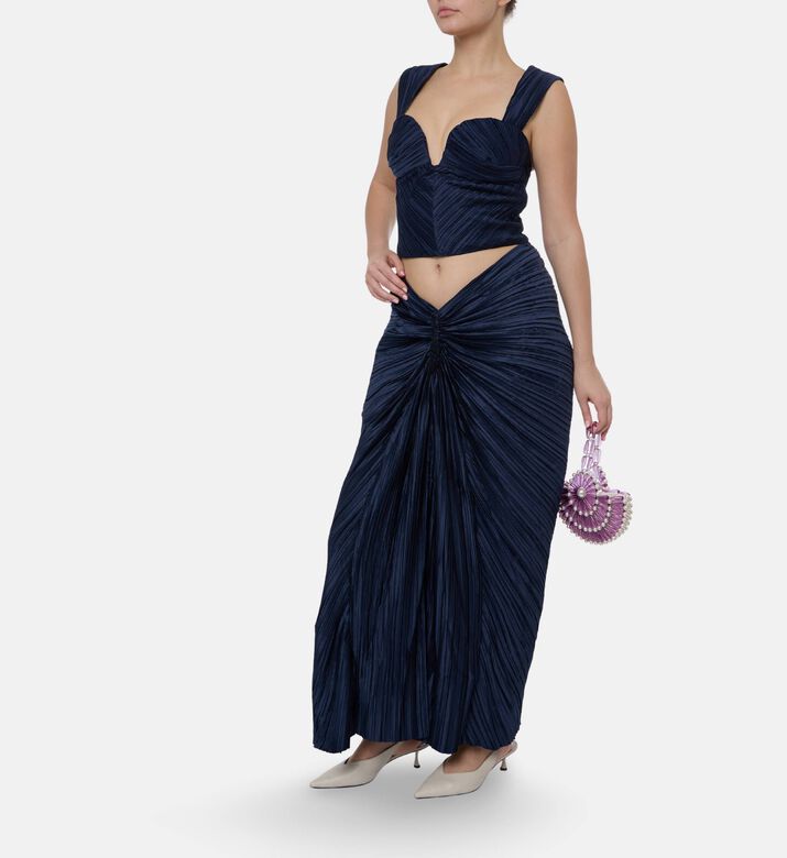 Cult Gaia Pleated Asymmetrical Flared Skirt, Model View