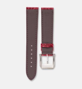 Camille Fournet Alligator Round Scale Shiny Watch Strap, Red, Packshot View