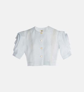 بلوزة بأكمام درابيه بشكل أزهار