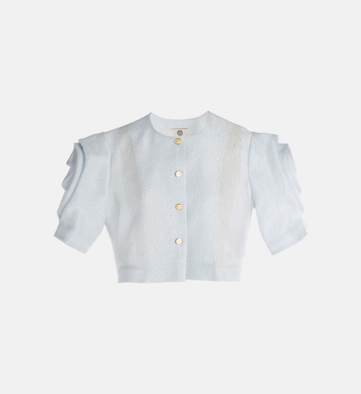 بلوزة بأكمام درابيه بشكل أزهار