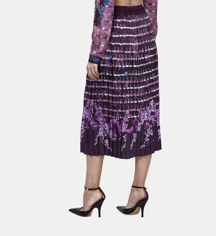 Swan Print Pleated Skirt