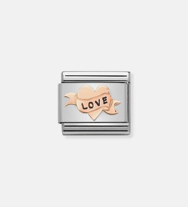 Composable Classic Steel Enamel Rose Gold Heart Love Symbol