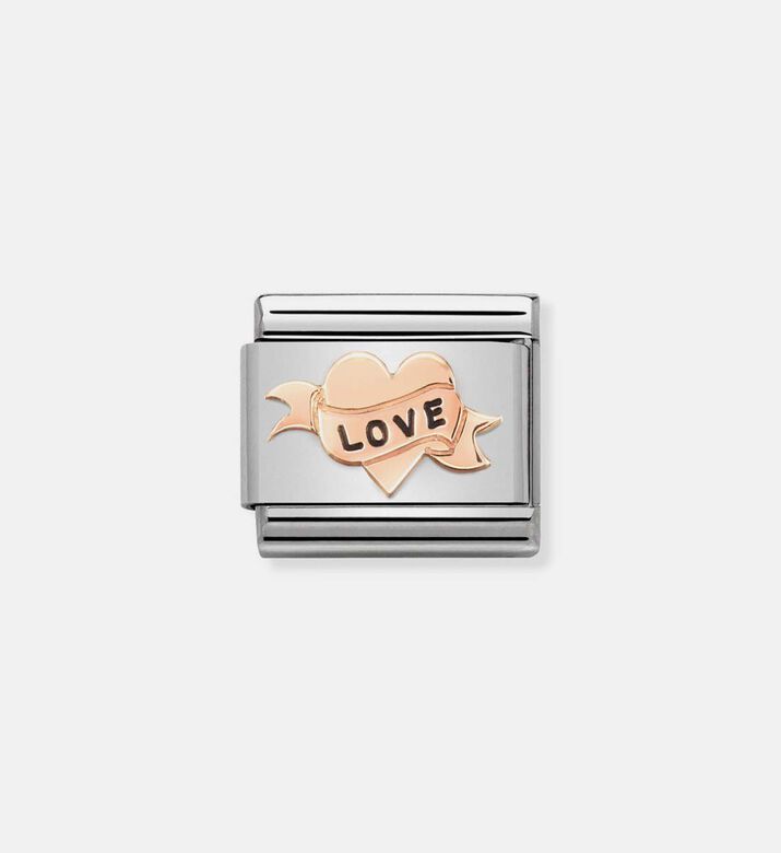 Composable Classic Steel Enamel Rose Gold Heart Love Symbol