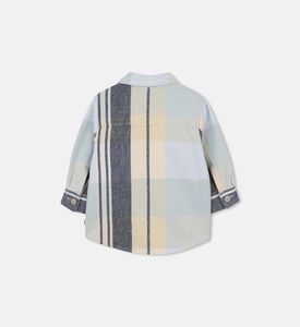 قميص قطن طويل الأكمام بنقشة مربعات