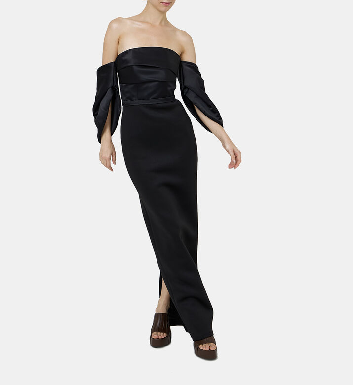 Satin Waistband Fitted Bodice Dress