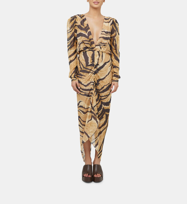 Astrid Tiger Printed Silk Dress