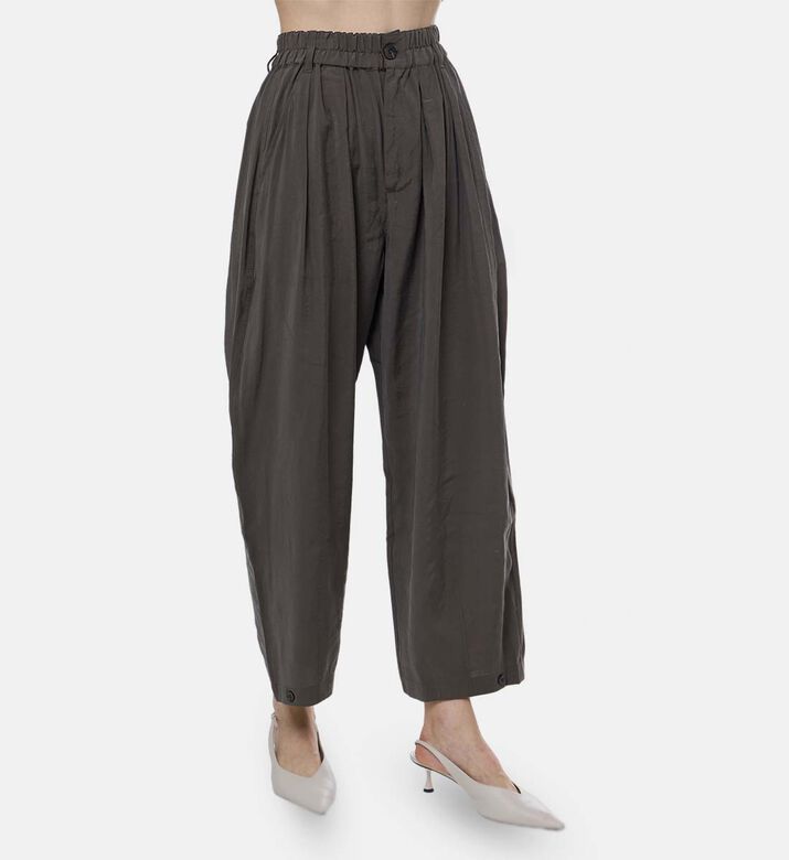 Taupe Elasticated Wide-leg Pants