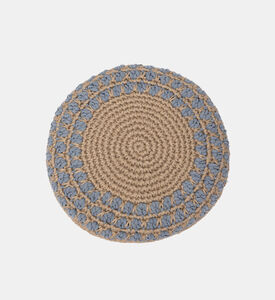 Home Deco and More Jalsa Cotton Round Filled And Vaccumed Cushion, Blue, Packshot View