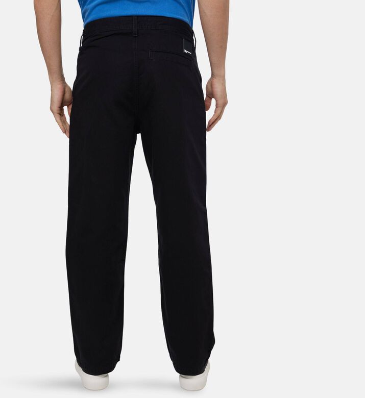 Karl Lagerfeld Relaxed-fit Tapered Chinos, Black, 30, Model View