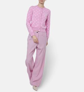 Patou Polka-dot Printed Logo Cardigan, Pink, L, Model View
