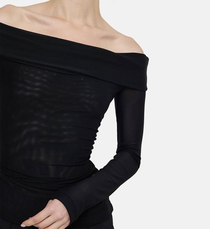 Sheer Draped Off-shoulder Top Sheer Draped Off-shoulder Top