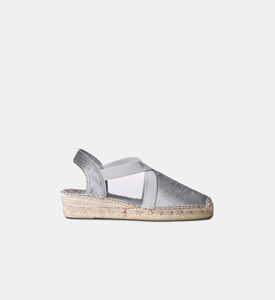 Toni Pons Vic Vegan Metallic Silk Wedge Espadrille, Silver, Eu-35, Packshot View