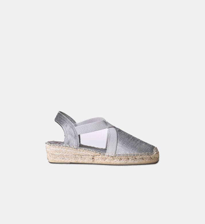 Toni Pons Vic Vegan Metallic Silk Wedge Espadrille, Silver, Eu-35, Packshot View