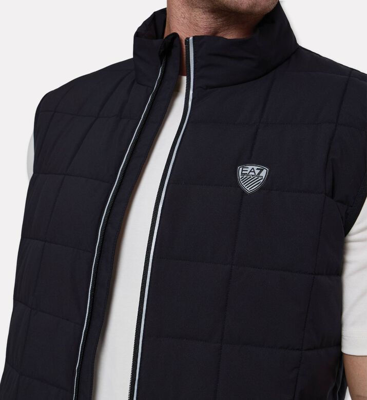 EA7 Padded Quilted Vest, Black, L, Model View