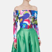 Off-shoulder Printed Bodysuit