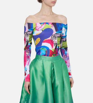 Off-shoulder Printed Bodysuit