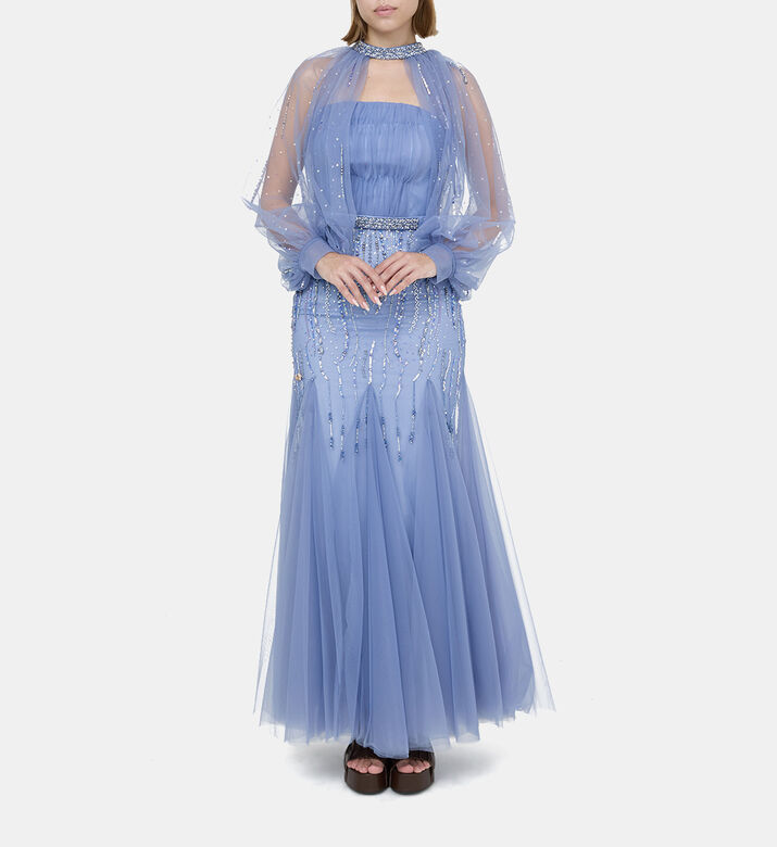 فستان مزين بأحجار الراين بشكل حورية بحر