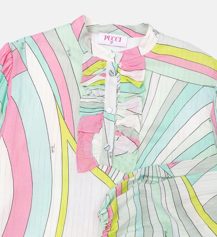 قميص مطبوع بتفاصيل مكشكشة