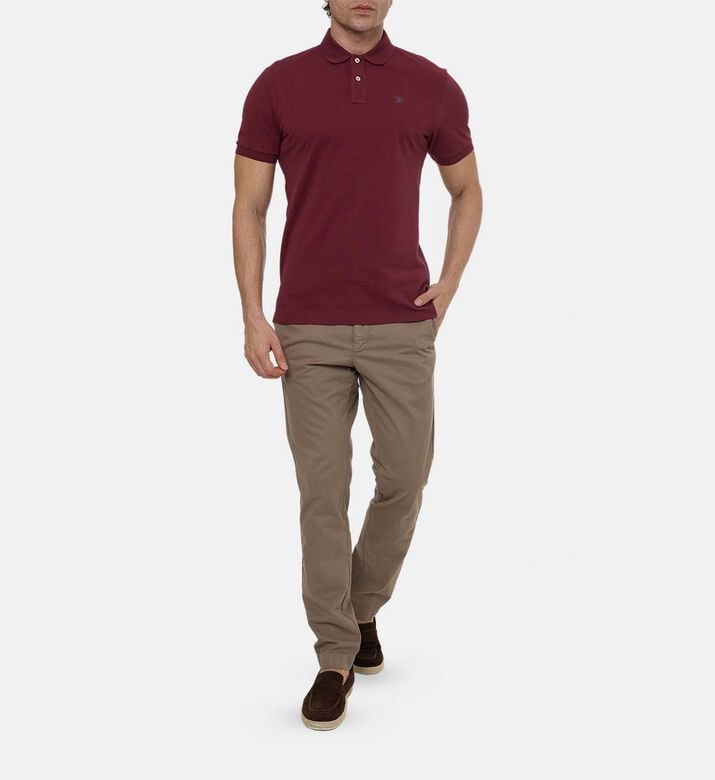 Hackett London Polo Slim, Burgundy, Xl, Model View