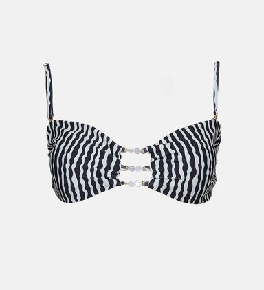 Striped Fabric Bandeau Bikini Top