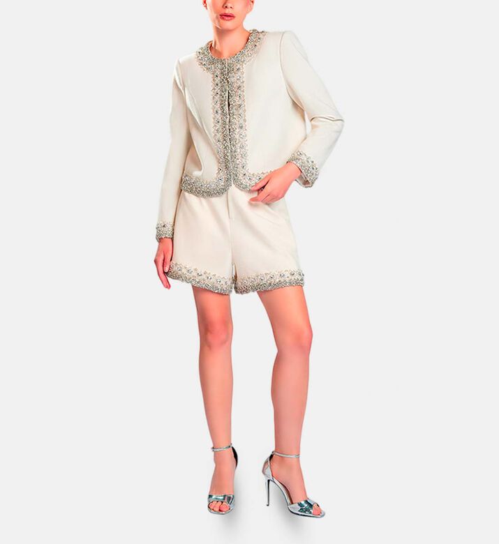 Michael Cinco Beads-embellished Regular-fit Set, Off-white, S, Model View