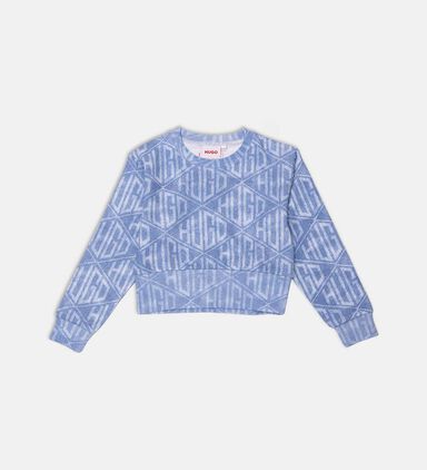 Denim-effect Geometric Logos Loose-fit Sweatshirt