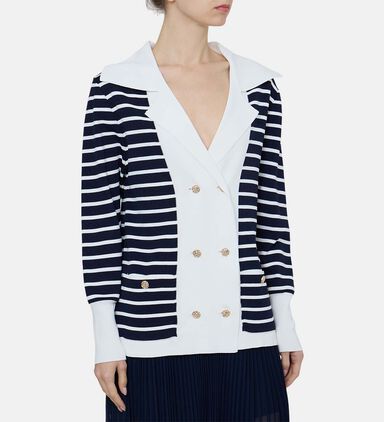 Striped-print Long-sleeve Cardigan